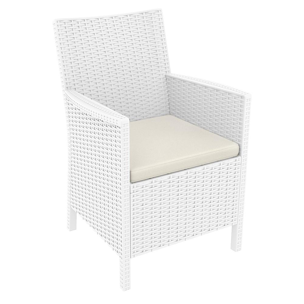 California Wickerlook Casual Seating set 7 Piece White with Sunbrella Natural Cushion. Picture 2