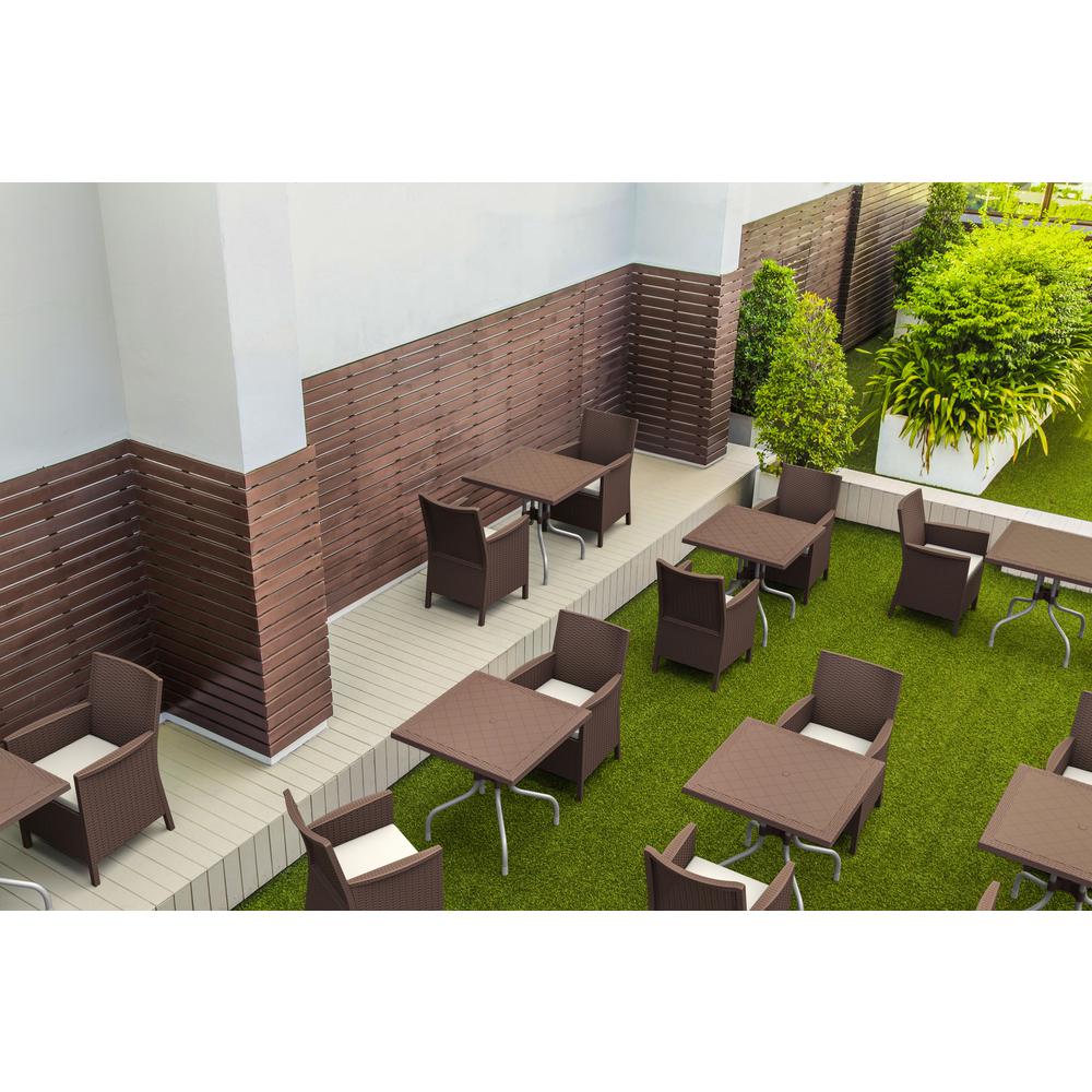 California Resin Wickerlook Chair Brown with Sunbrella Natural Cushion, Set of 2. Picture 3