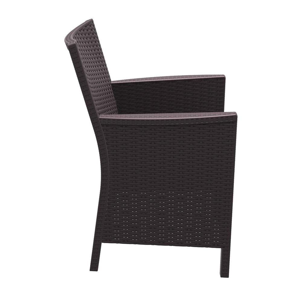 California Resin Wickerlook Chair Brown with Sunbrella Natural Cushion, Set of 2. Picture 6
