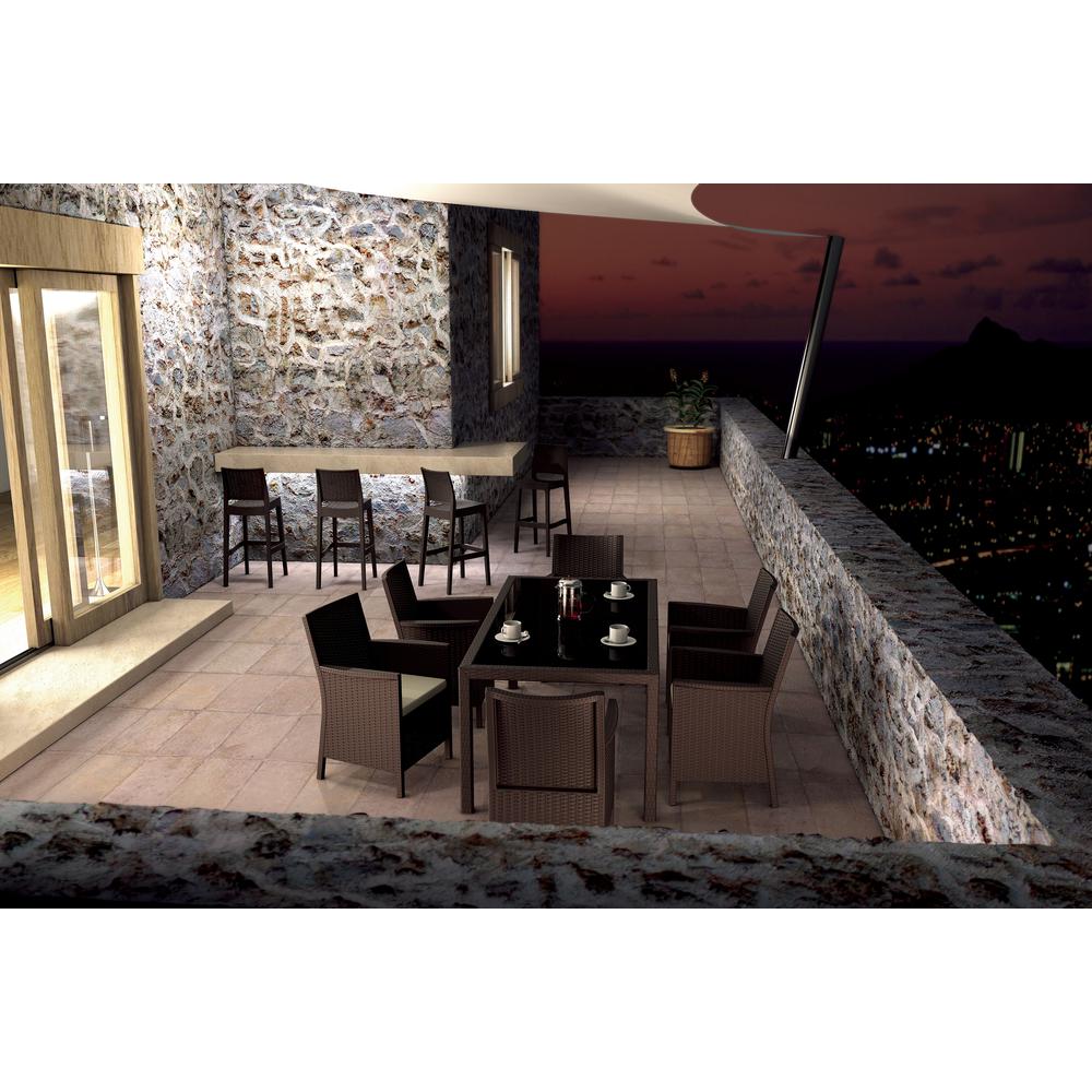 California Resin Wickerlook Chair Brown with Sunbrella Natural Cushion, Set of 2. Picture 10
