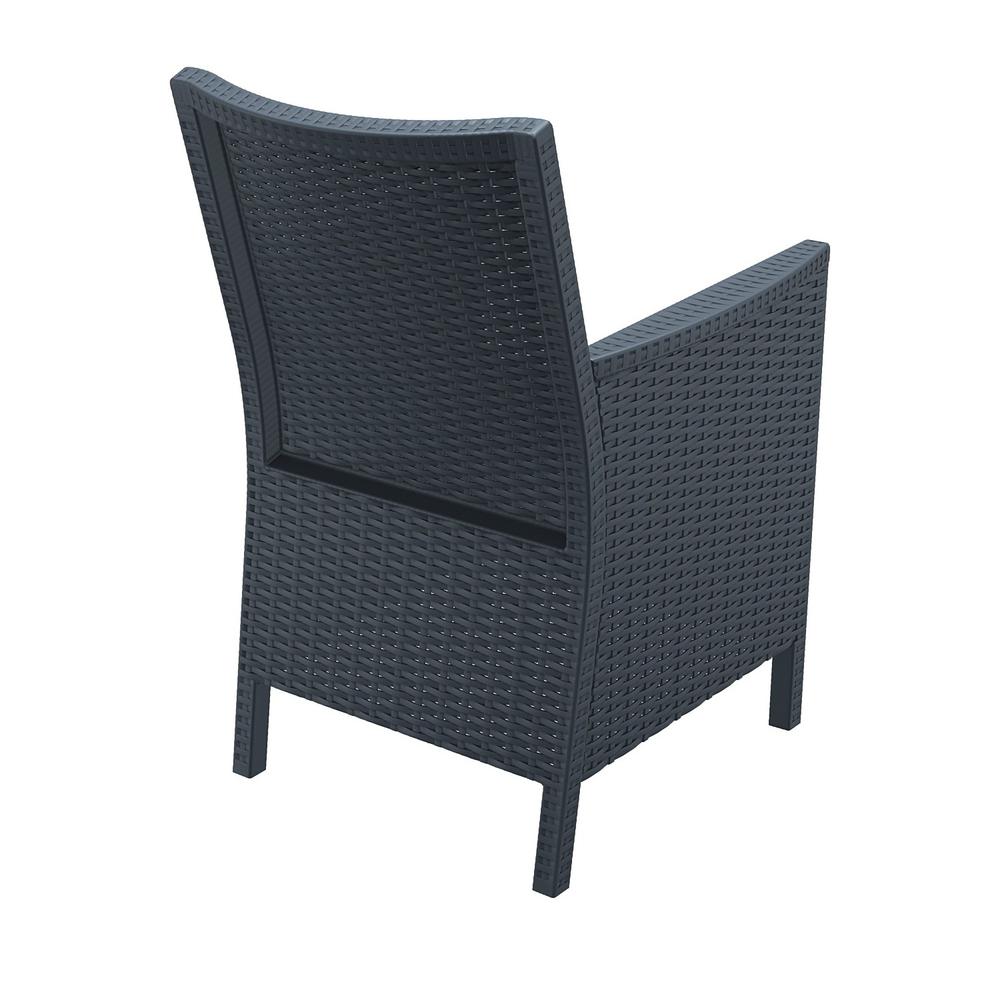 California Resin Wickerlook Chair Dark Gray with Sunbrella Natural Cushion (Set of 2). Picture 1