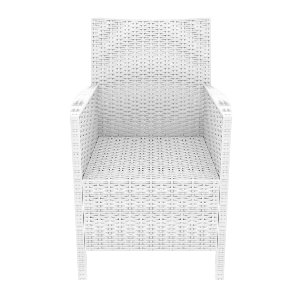 California Resin Wickerlook Chair White with Sunbrella Natural Cushion, Set of 2. Picture 4