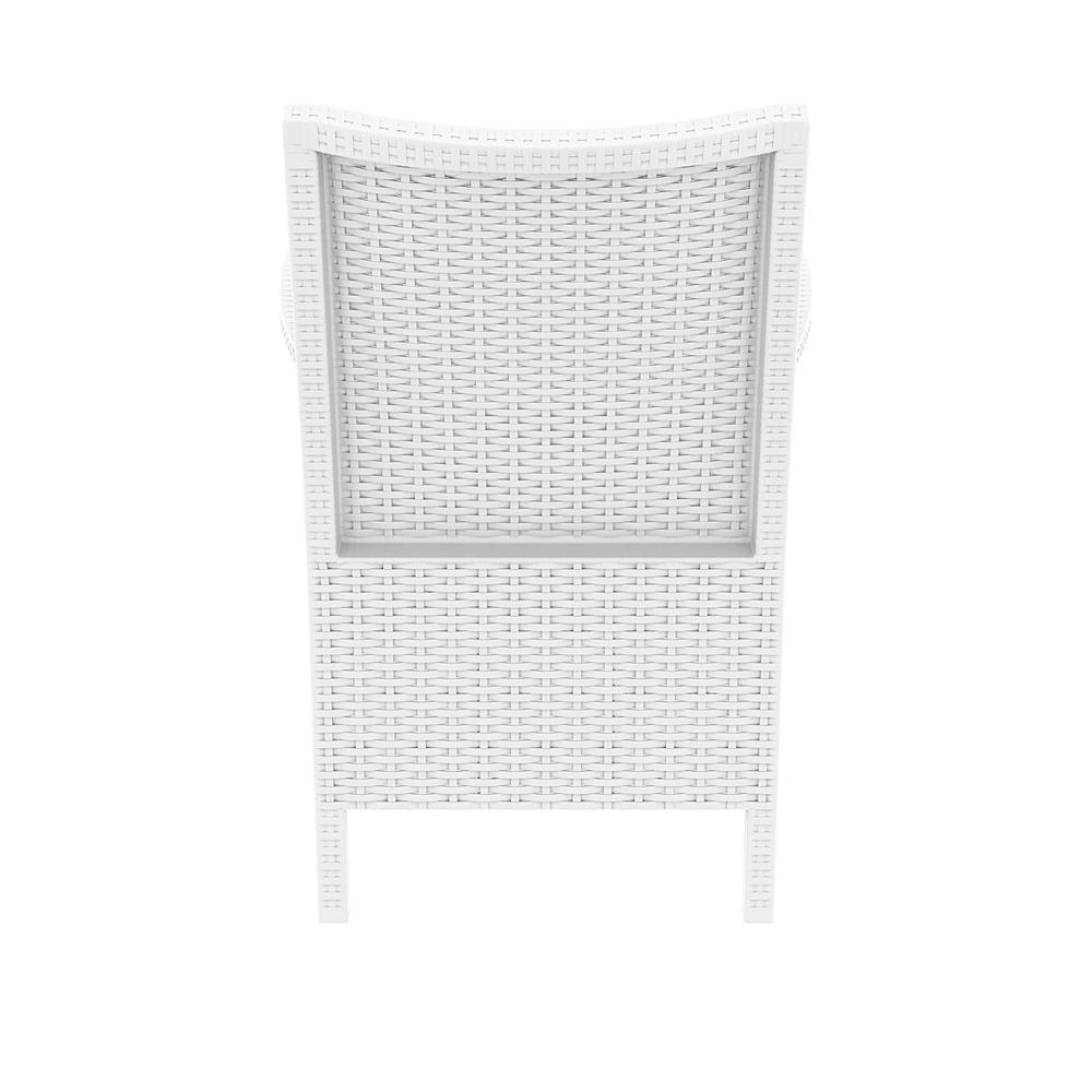 California Resin Wickerlook Chair White with Sunbrella Natural Cushion, Set of 2. Picture 6