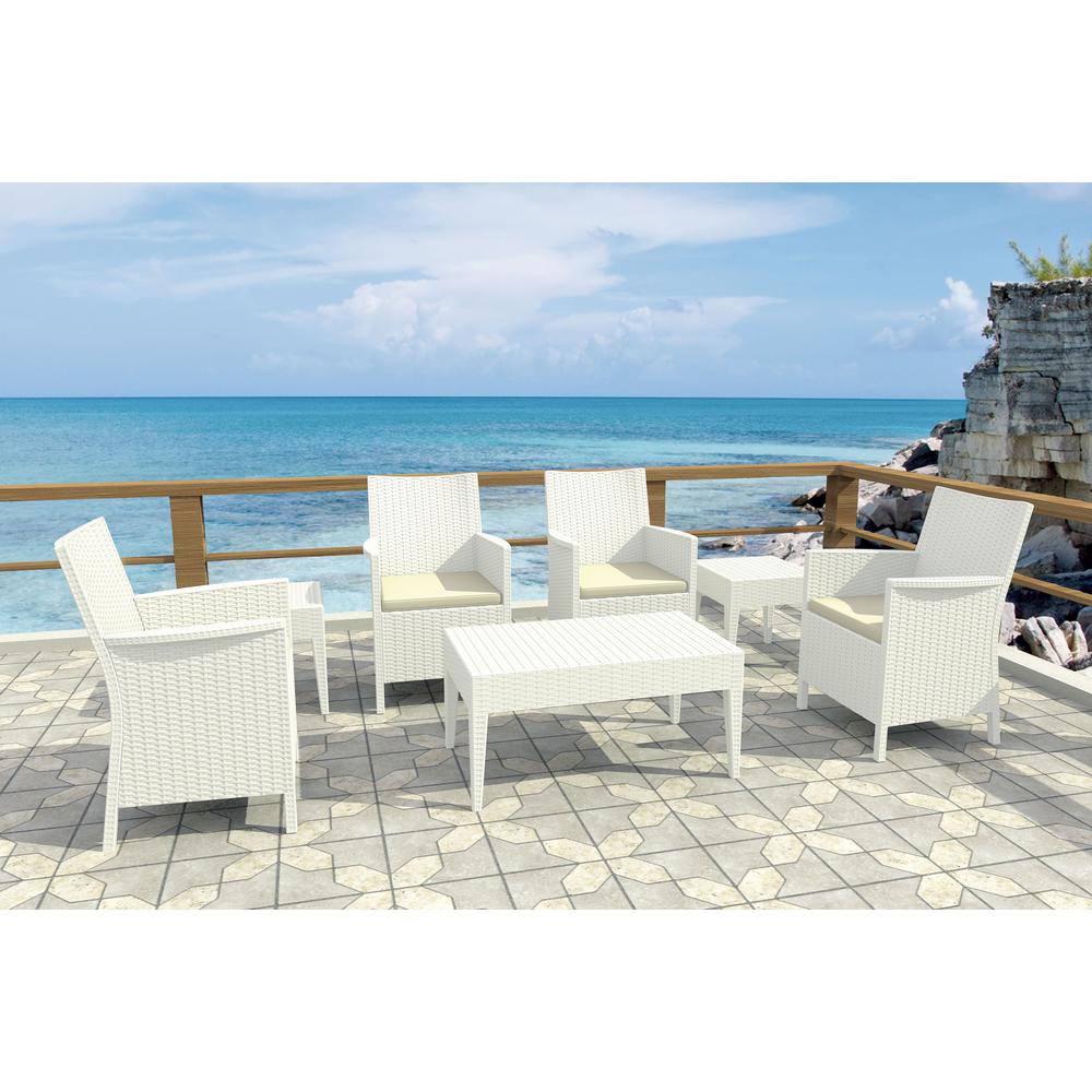 California Resin Wickerlook Chair White with Sunbrella Natural Cushion, Set of 2. Picture 8