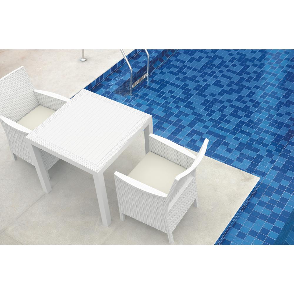 California Resin Wickerlook Chair White with Sunbrella Natural Cushion, Set of 2. Picture 9