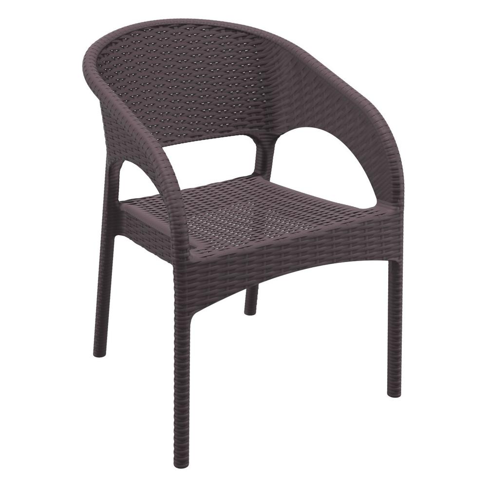 Panama Resin Wickerlook Dining Arm Chair Brown, Set of 2. Picture 1