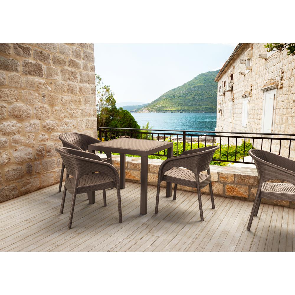 Panama Resin Wickerlook Dining Arm Chair Brown, Set of 2. Picture 7
