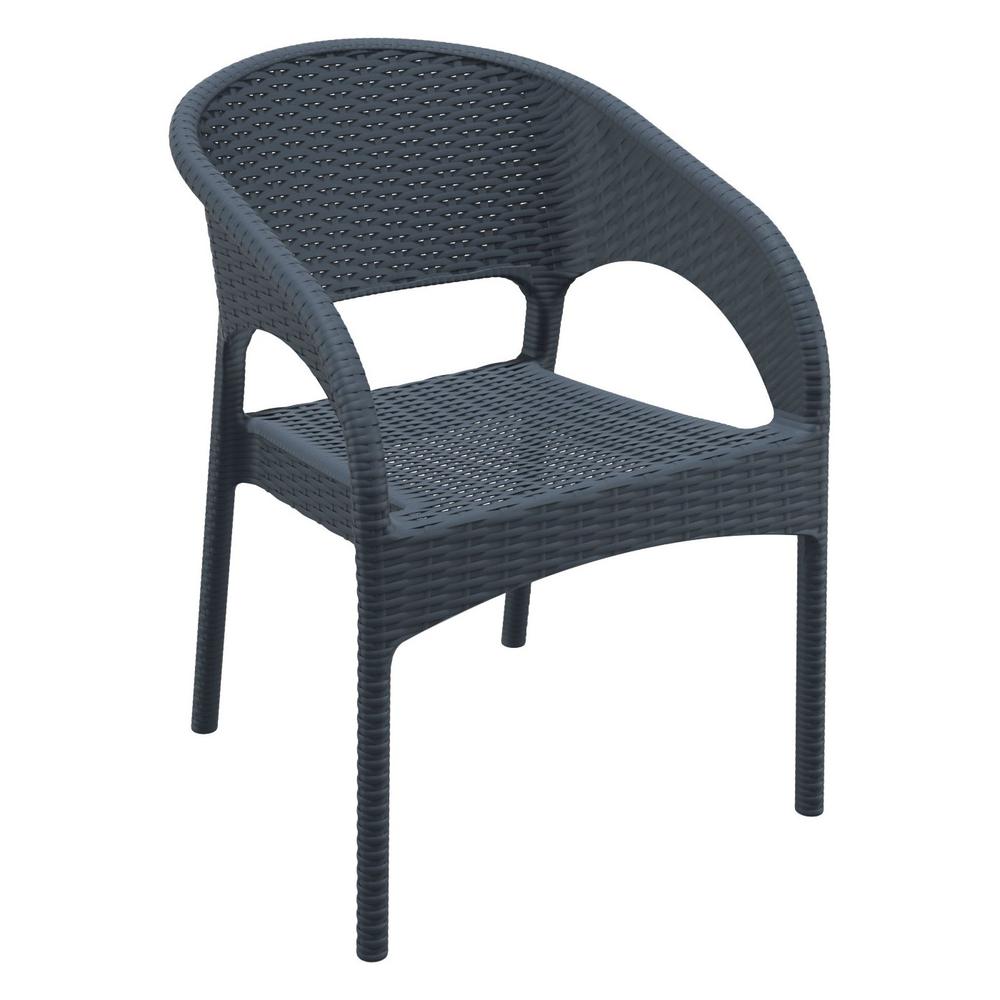 Panama Resin Wickerlook Dining Arm Chair Dark Gray, Set of 2. Picture 1