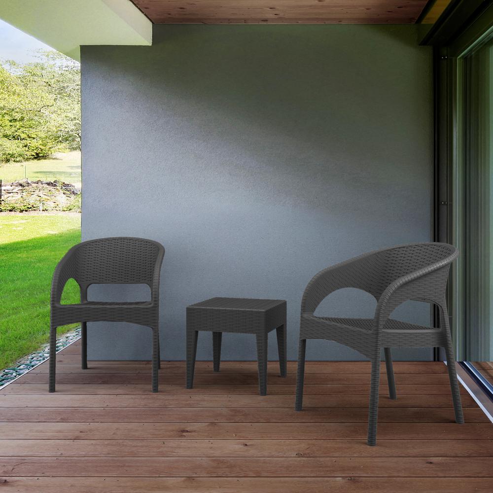 Panama Resin Wickerlook Dining Arm Chair Dark Gray, Set of 2. Picture 5