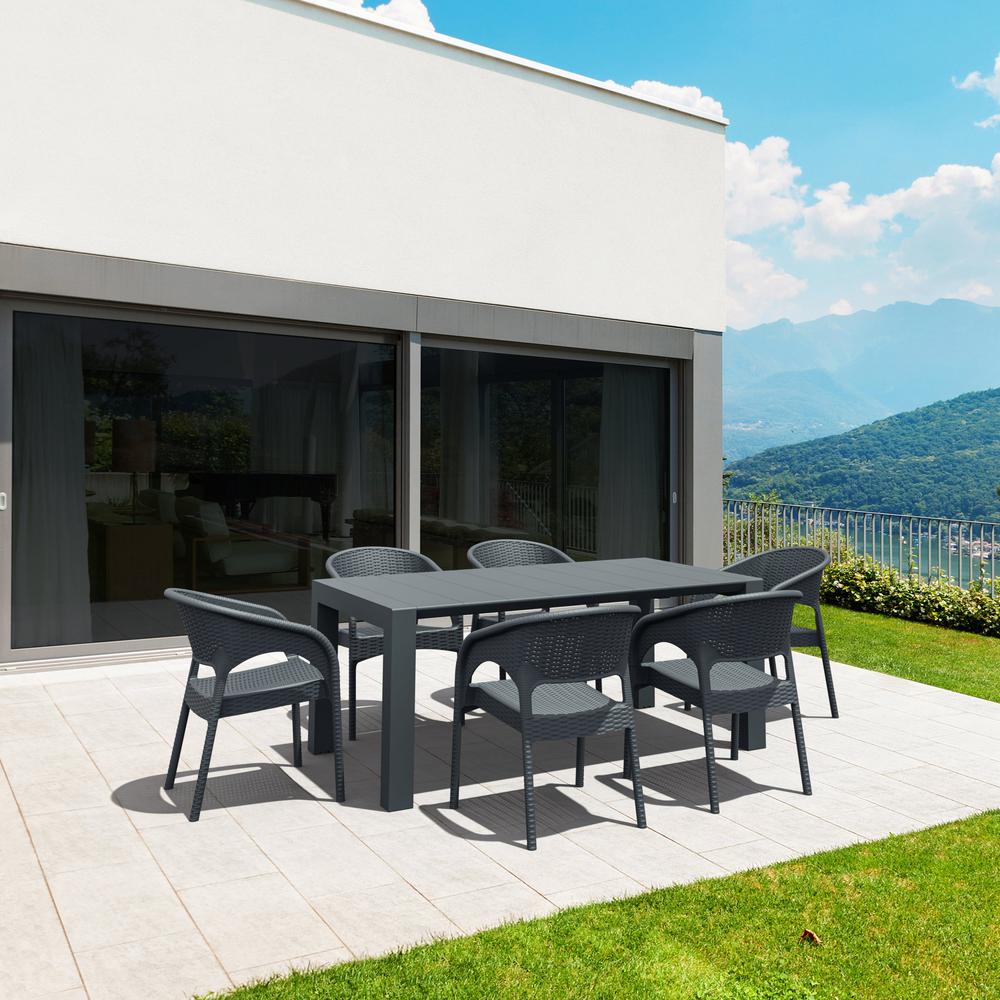 Panama Resin Wickerlook Dining Arm Chair Dark Gray, Set of 2. Picture 6