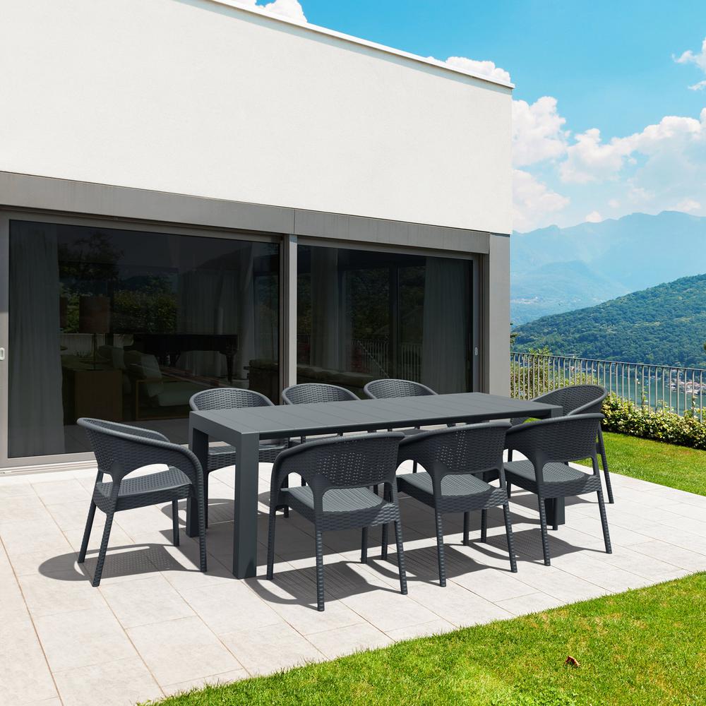 Panama Resin Wickerlook Dining Arm Chair Dark Gray, Set of 2. Picture 7
