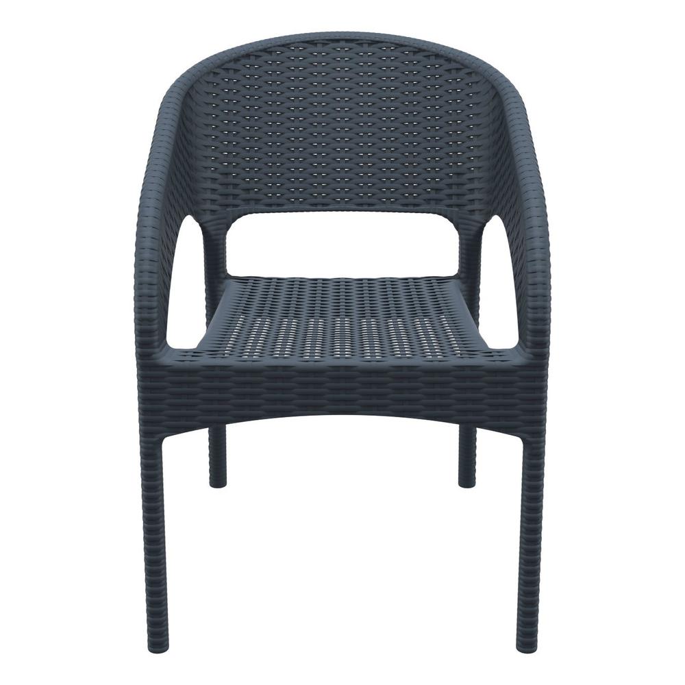 Panama Resin Wickerlook Dining Arm Chair Dark Gray, Set of 2. Picture 9