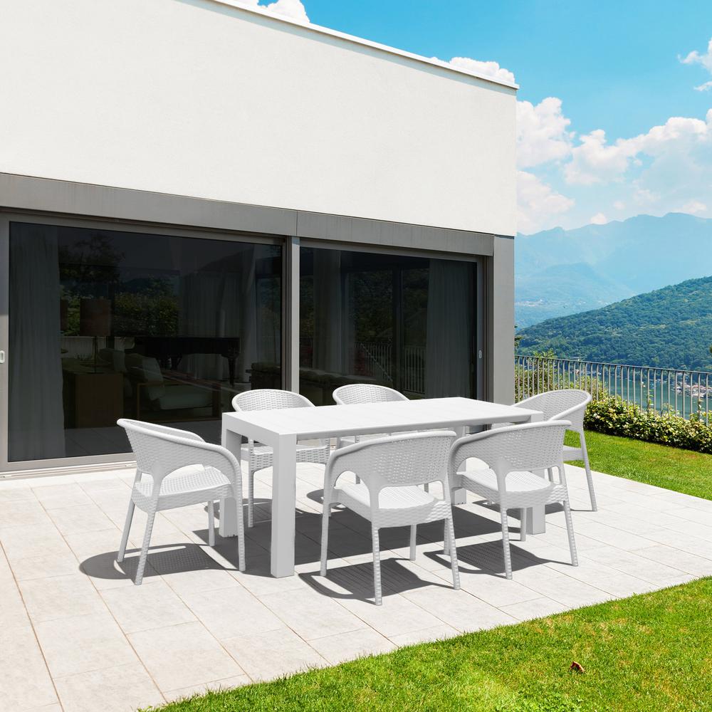 Panama Resin Wickerlook Dining Arm Chair White, Set of 2. Picture 8
