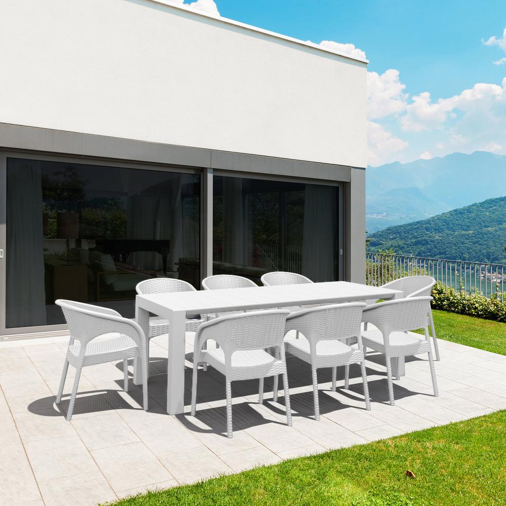 Panama Resin Wickerlook Dining Arm Chair White, Set of 2. Picture 9