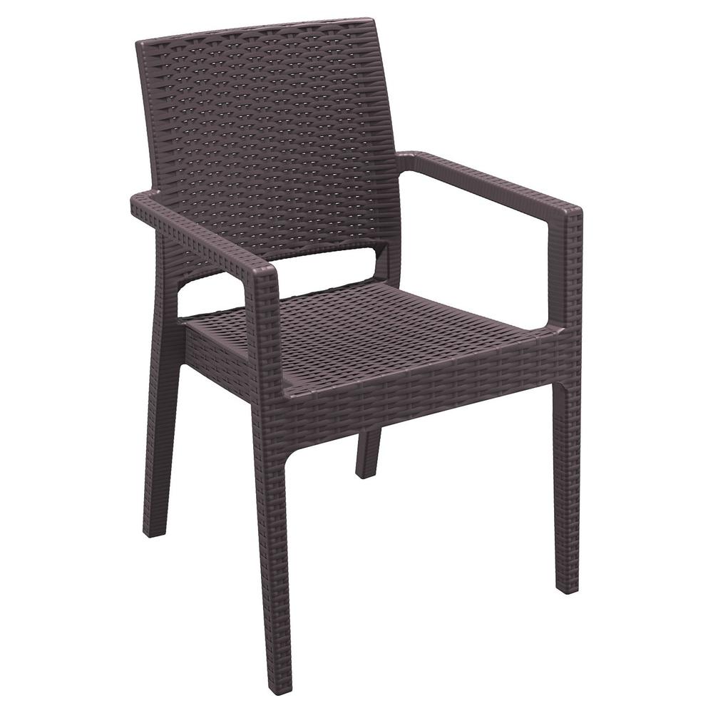 Ibiza Resin Wickerlook Dining Arm Chair Brown, Set of 2. Picture 1