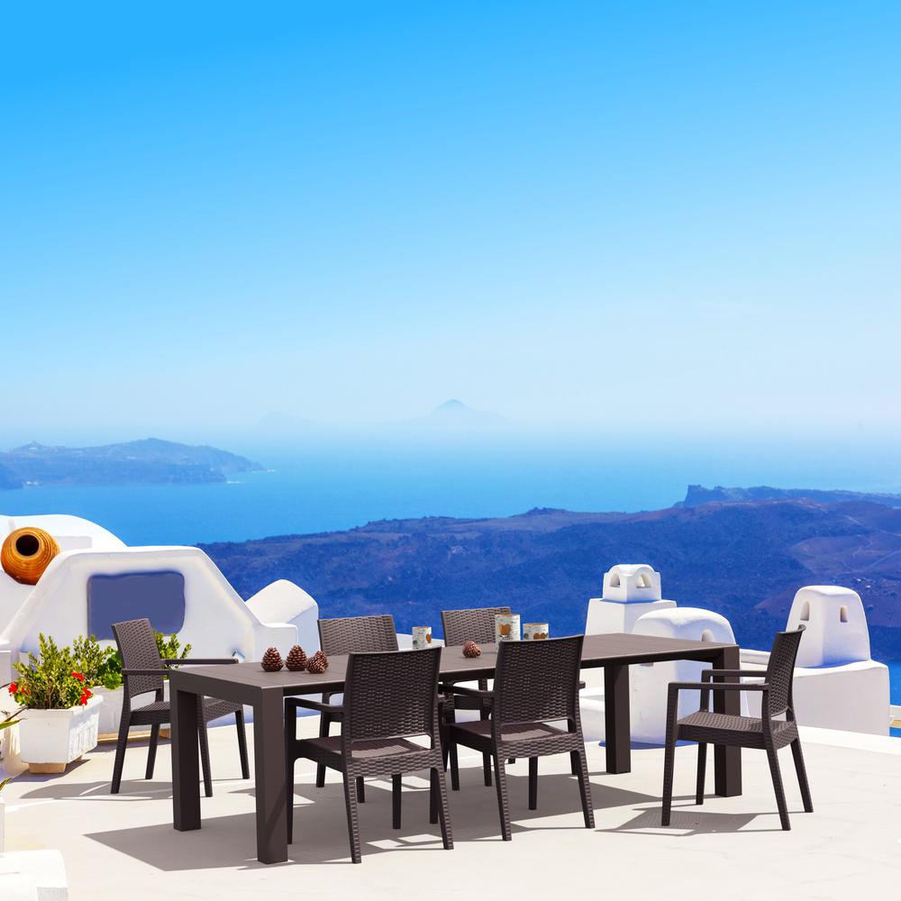 Ibiza Resin Wickerlook Dining Arm Chair Brown, Set of 2. Picture 4