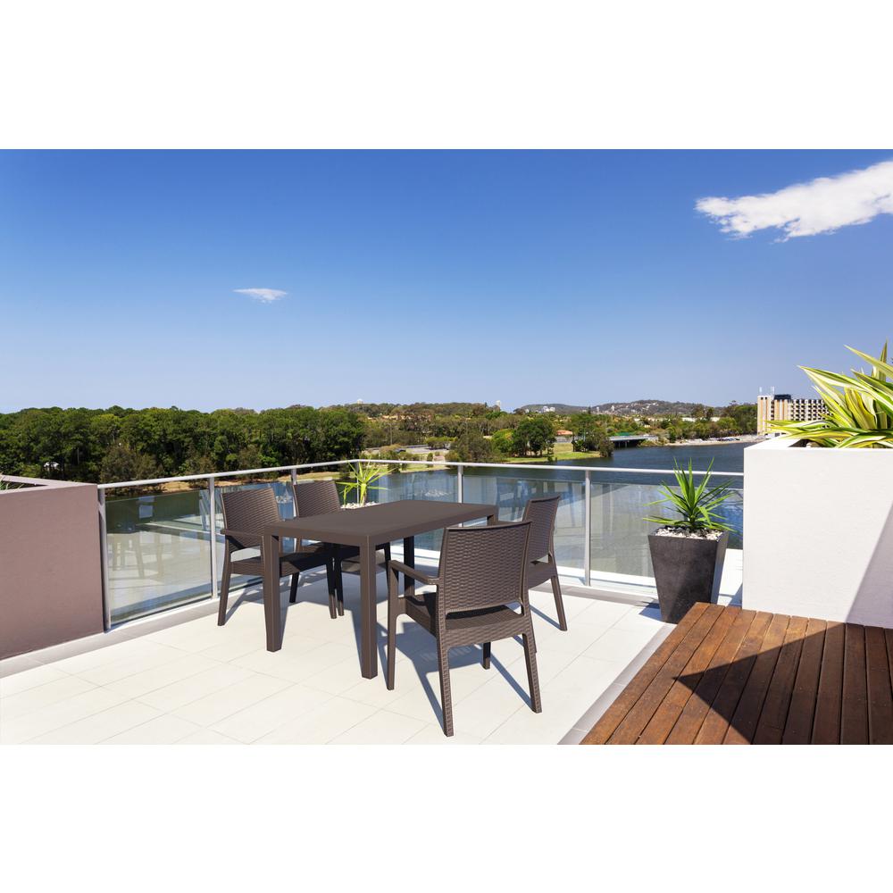 Ibiza Resin Wickerlook Dining Arm Chair Brown, Set of 2. Picture 7
