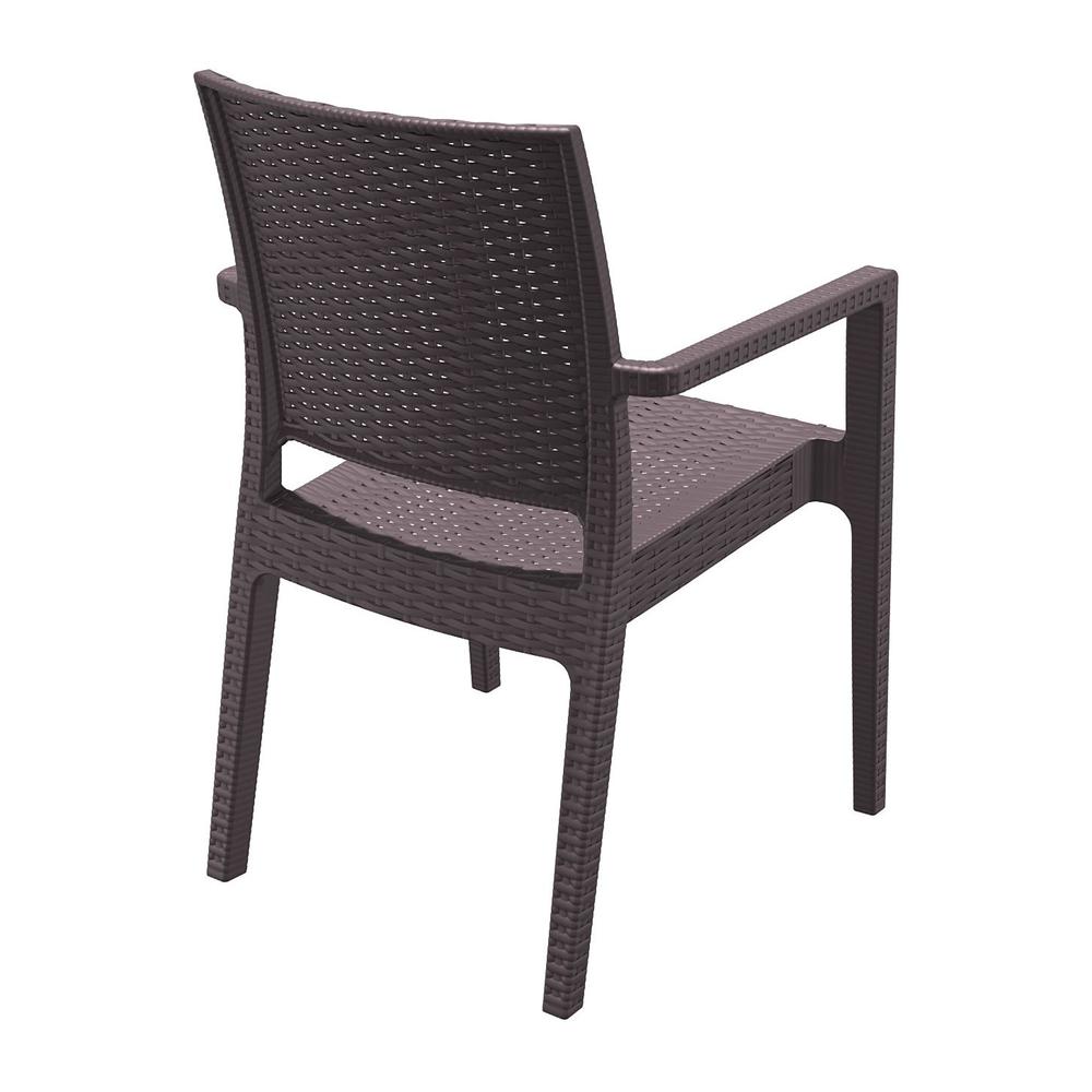 Ibiza Resin Wickerlook Dining Arm Chair Brown, Set of 2. Picture 8