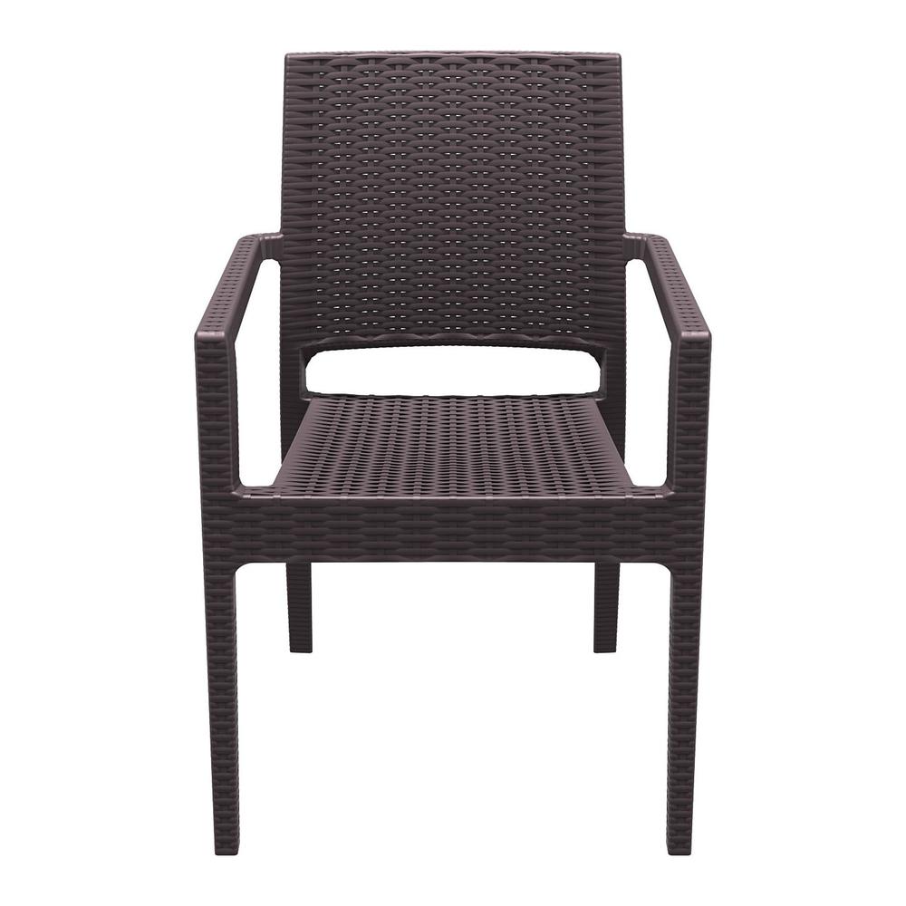Ibiza Resin Wickerlook Dining Arm Chair Brown, Set of 2. Picture 9