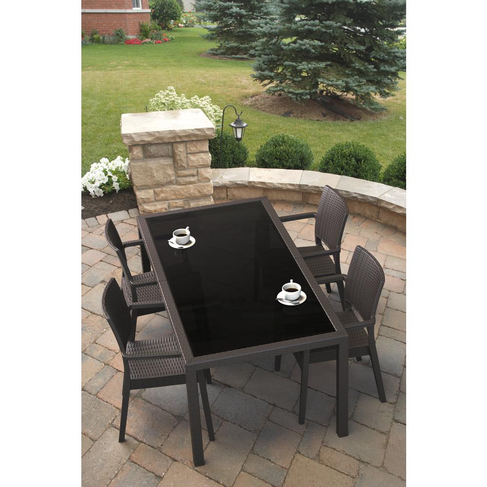 Ibiza Resin Wickerlook Dining Arm Chair Brown, Set of 2. Picture 15