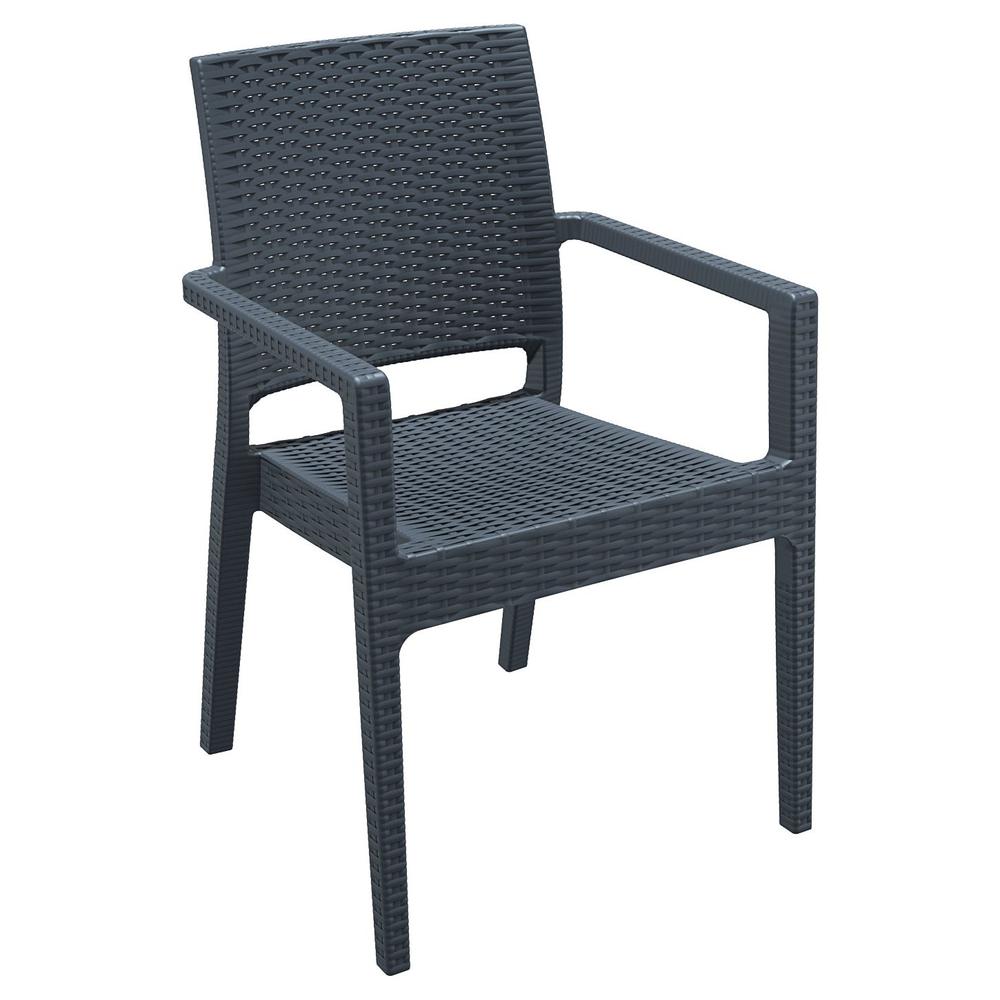 Ibiza Resin Wickerlook Dining Arm Chair Dark Gray, Set of 2. Picture 1