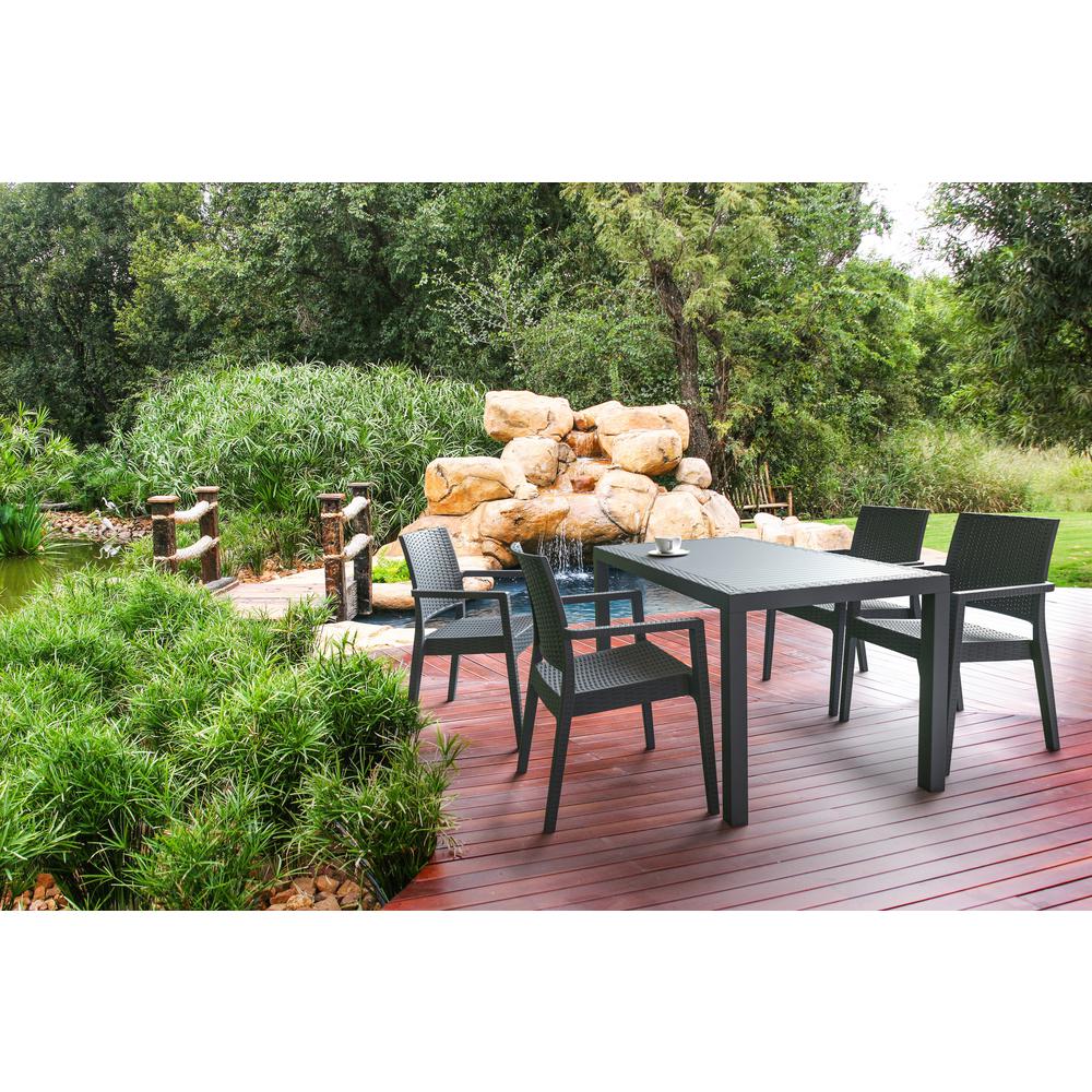 Ibiza Resin Wickerlook Dining Arm Chair Dark Gray, Set of 2. Picture 3