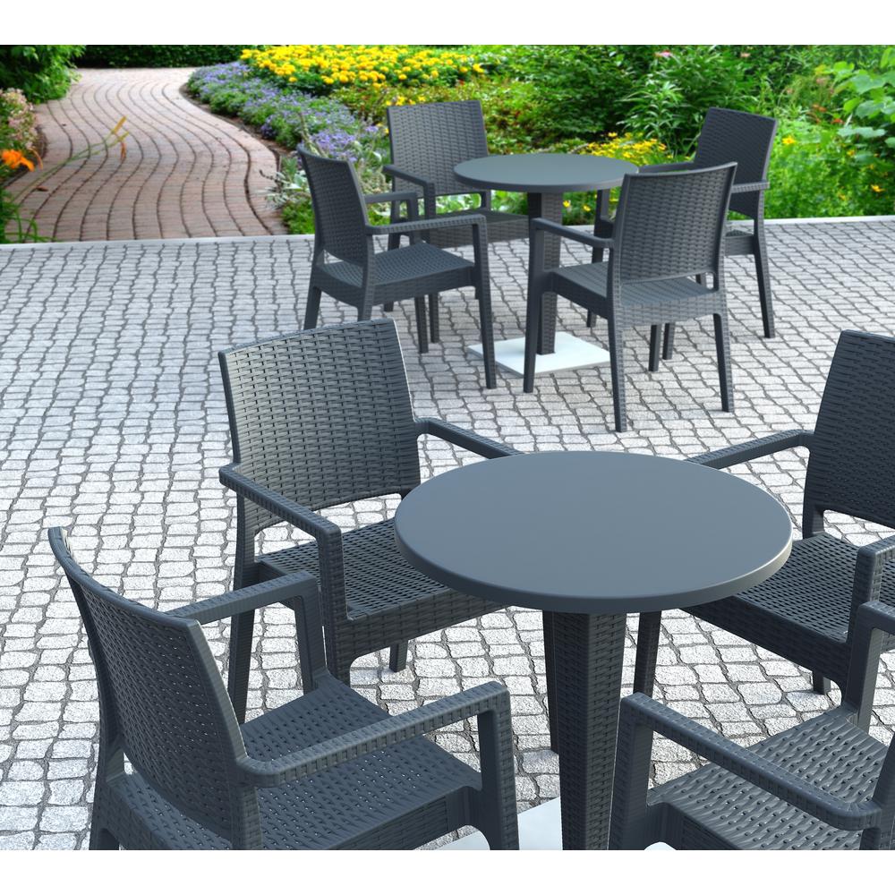 Ibiza Resin Wickerlook Dining Arm Chair Dark Gray, Set of 2. Picture 5