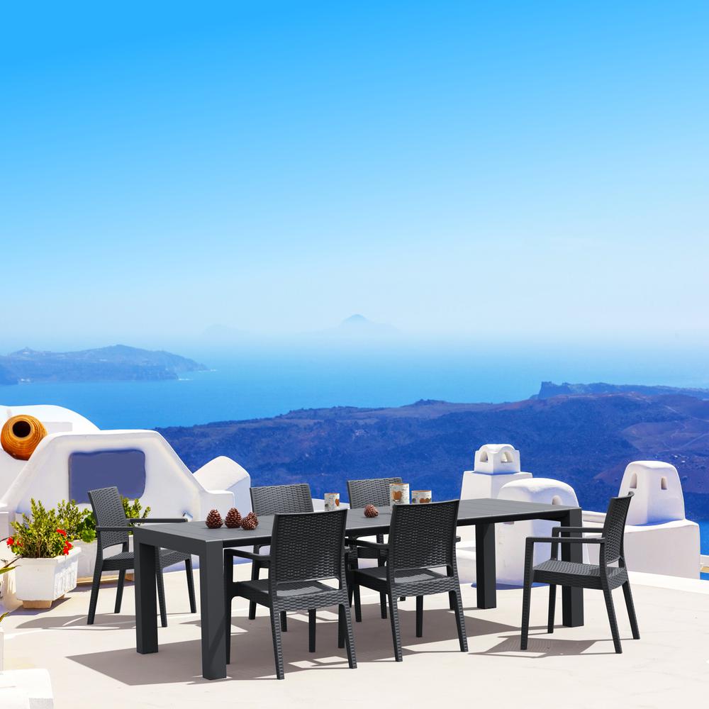 Ibiza Resin Wickerlook Dining Arm Chair Dark Gray, Set of 2. Picture 6