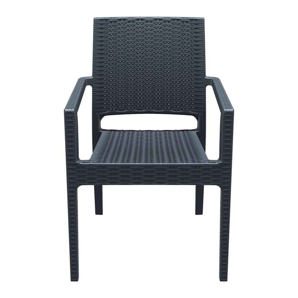 Ibiza Resin Wickerlook Dining Arm Chair Dark Gray, Set of 2. Picture 8