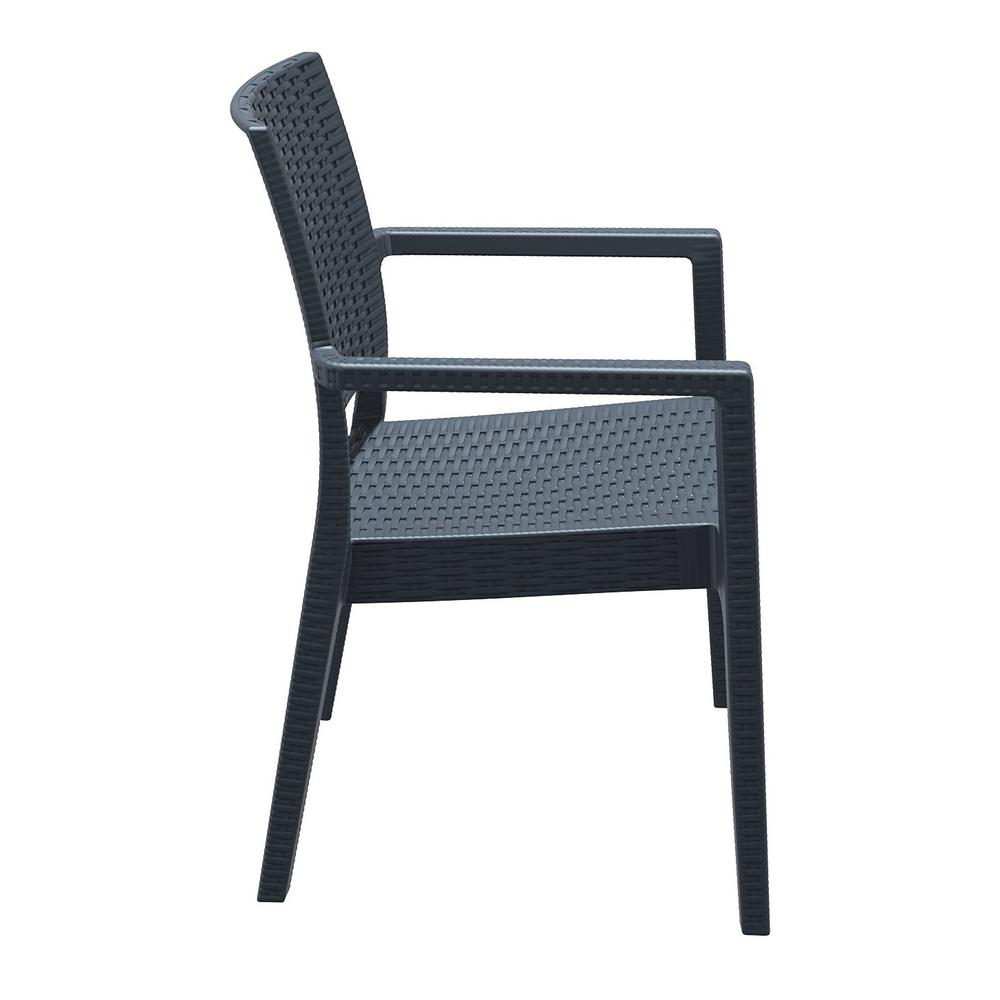 Ibiza Resin Wickerlook Dining Arm Chair Dark Gray, Set of 2. Picture 9