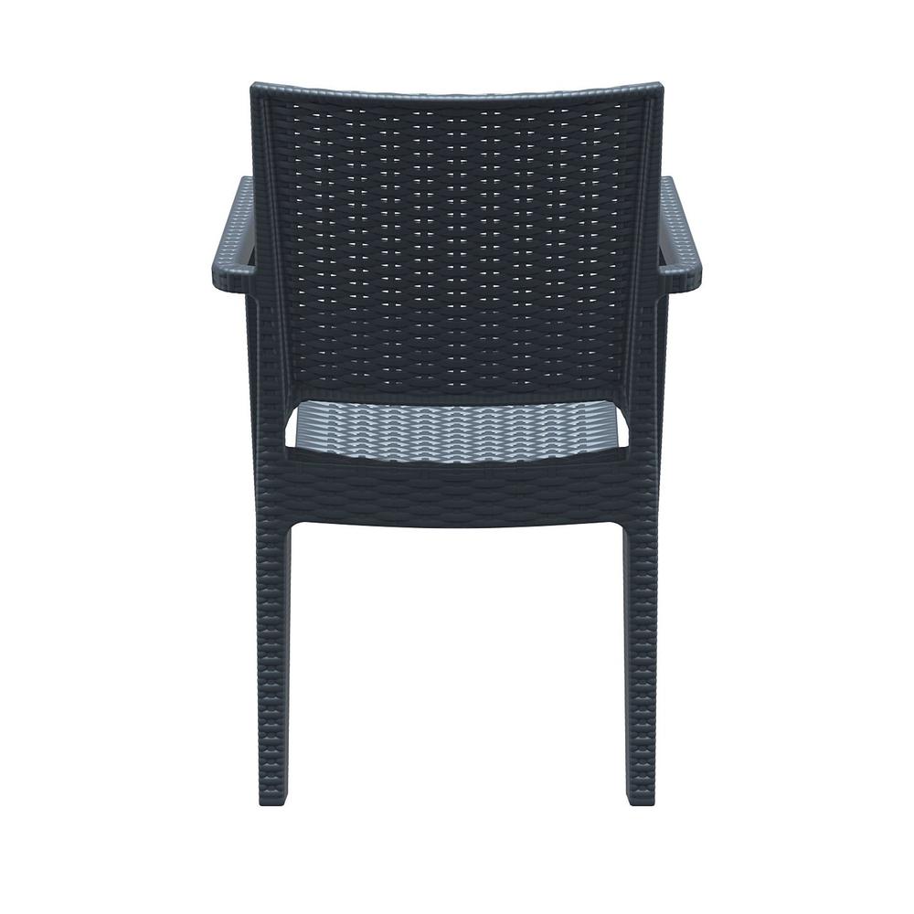 Ibiza Resin Wickerlook Dining Arm Chair Dark Gray, Set of 2. Picture 10