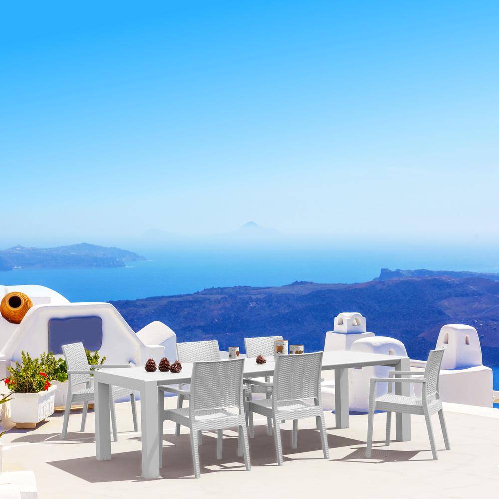Ibiza Resin Wickerlook Dining Arm Chair White, Set of 2. Picture 2