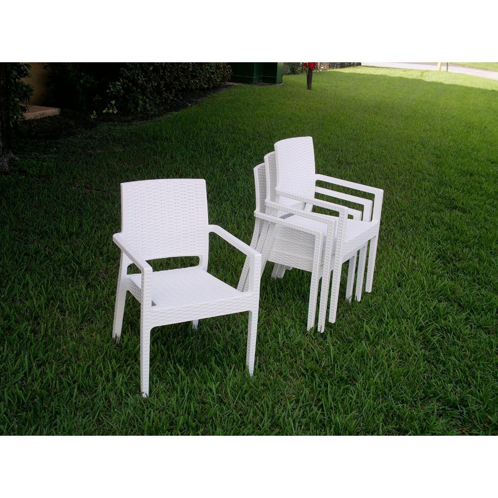 Ibiza Resin Wickerlook Dining Arm Chair White, Set of 2. Picture 3