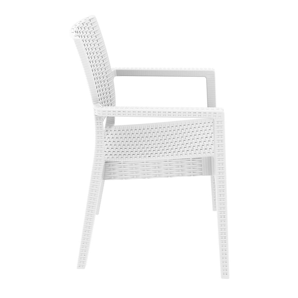 Ibiza Resin Wickerlook Dining Arm Chair White, Set of 2. Picture 6