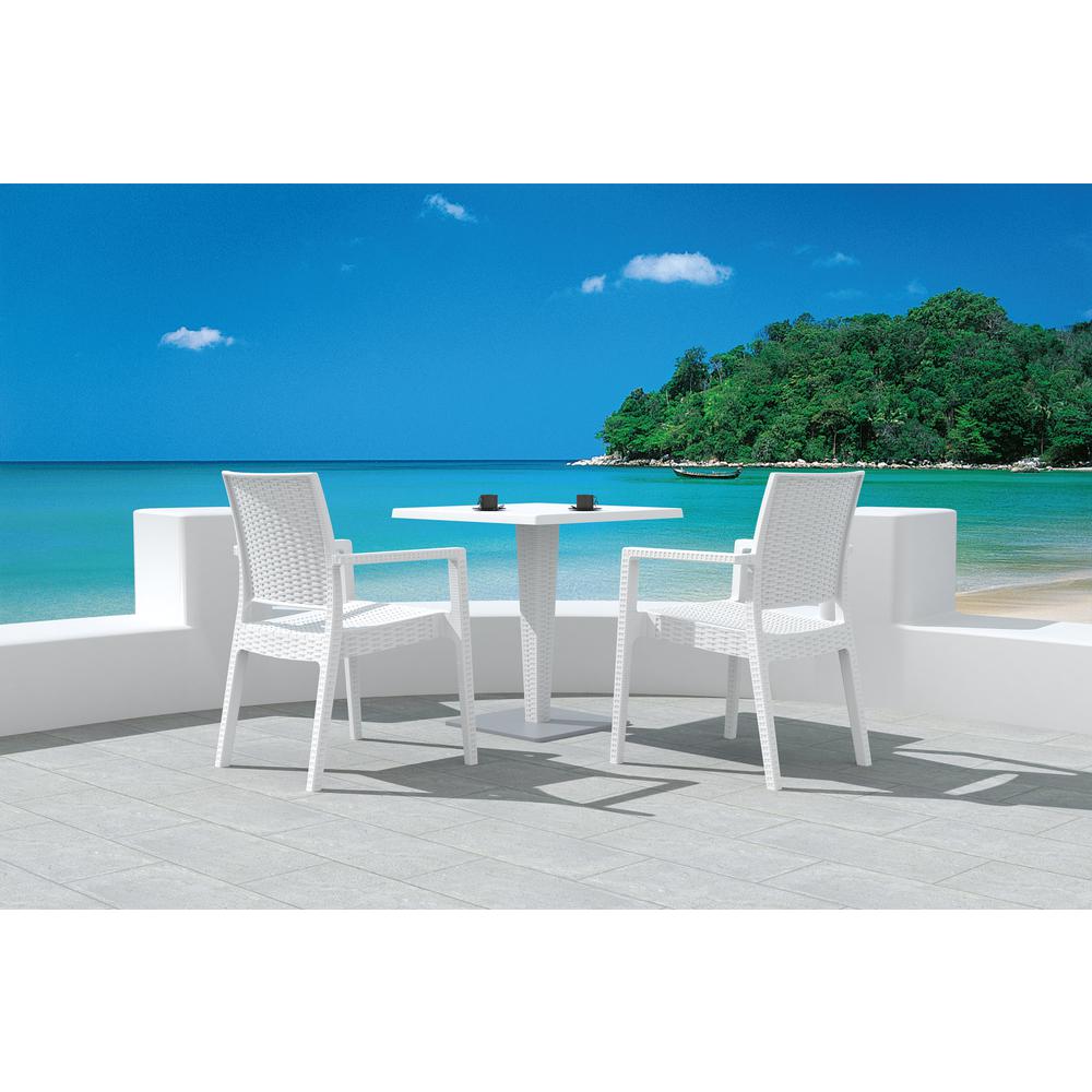Ibiza Resin Wickerlook Dining Arm Chair White, Set of 2. Picture 9