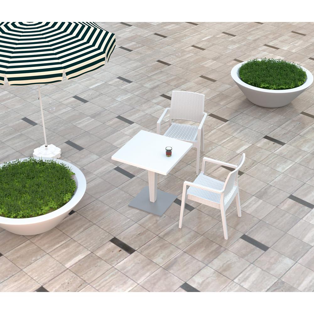 Ibiza Resin Wickerlook Dining Arm Chair White, Set of 2. Picture 10