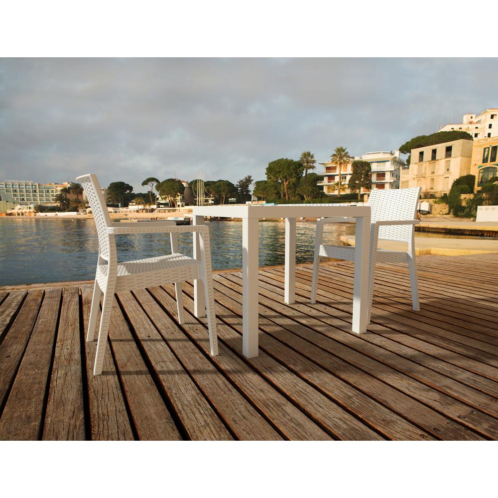 Ibiza Resin Wickerlook Dining Arm Chair White, Set of 2. Picture 11