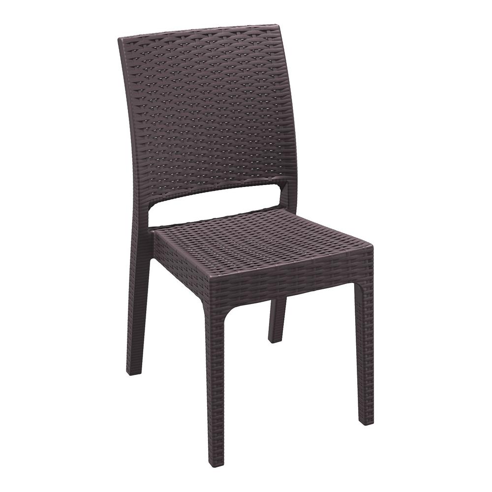 Florida Resin Wickerlook Dining Chair Brown, Set of 2. Picture 1