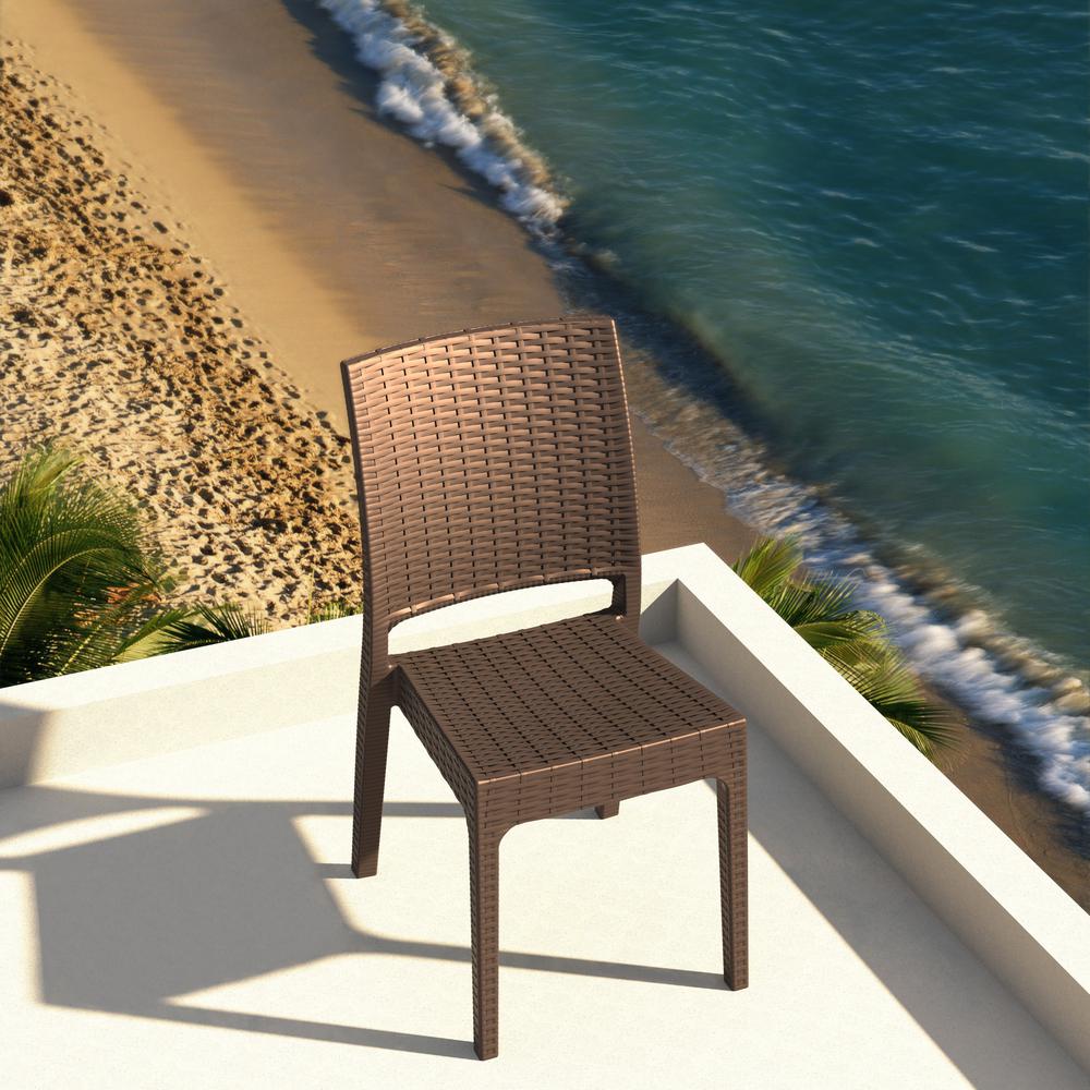 Florida Resin Wickerlook Dining Chair Brown, Set of 2. Picture 16