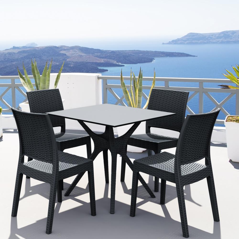Florida Resin Wickerlook Dining Chair Dark Gray, Set of 2. Picture 4