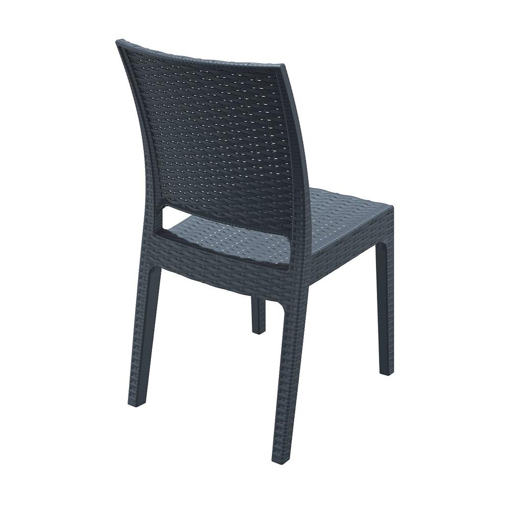 Florida Resin Wickerlook Dining Chair Dark Gray, Set of 2. Picture 5