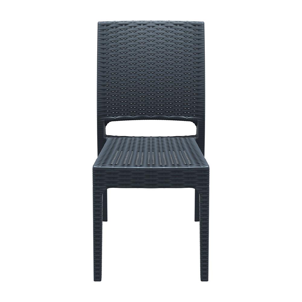 Florida Resin Wickerlook Dining Chair Dark Gray, Set of 2. Picture 6