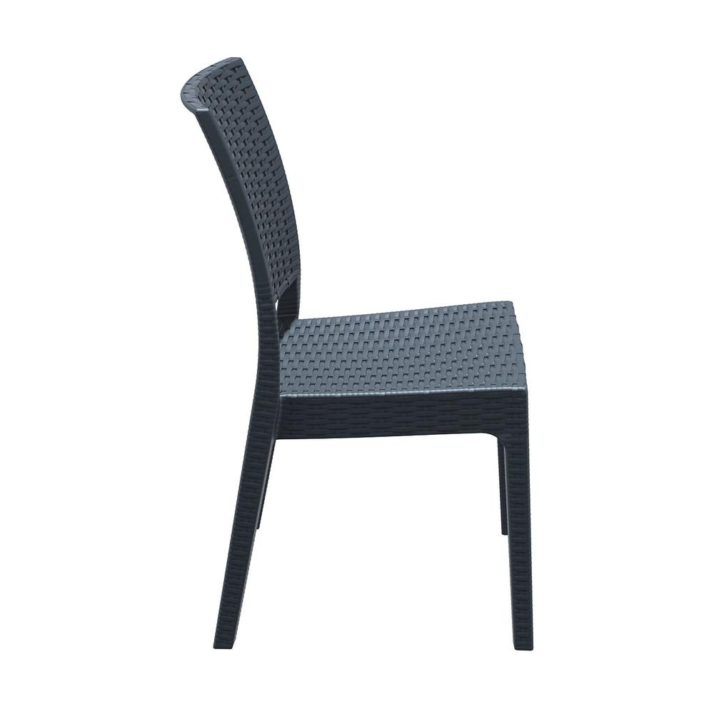 Florida Resin Wickerlook Dining Chair Dark Gray, Set of 2. Picture 7