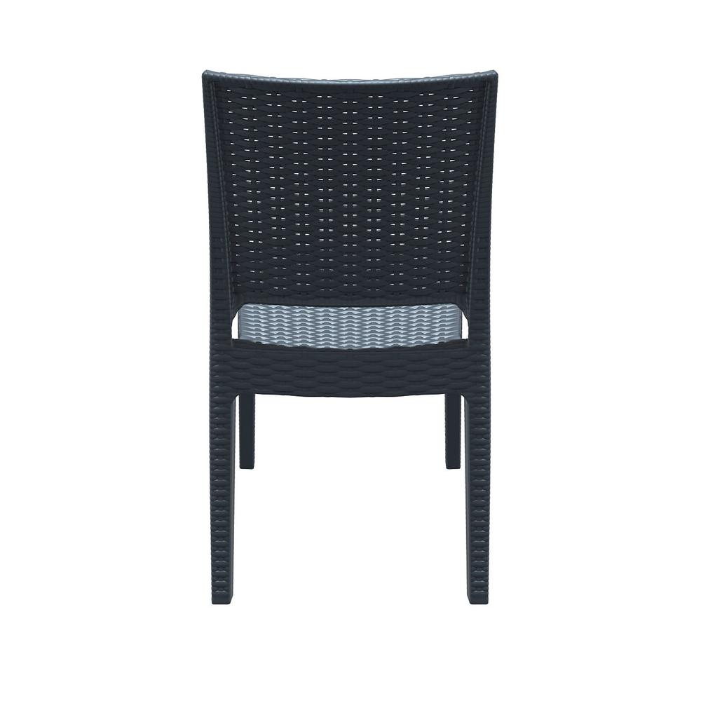 Florida Resin Wickerlook Dining Chair Dark Gray, Set of 2. Picture 8