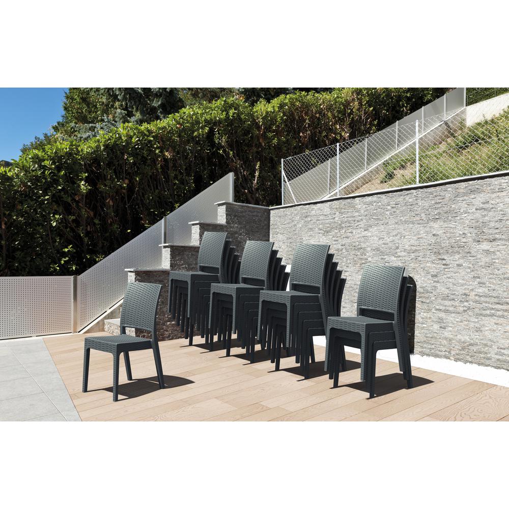 Florida Resin Wickerlook Dining Chair Dark Gray, Set of 2. Picture 10