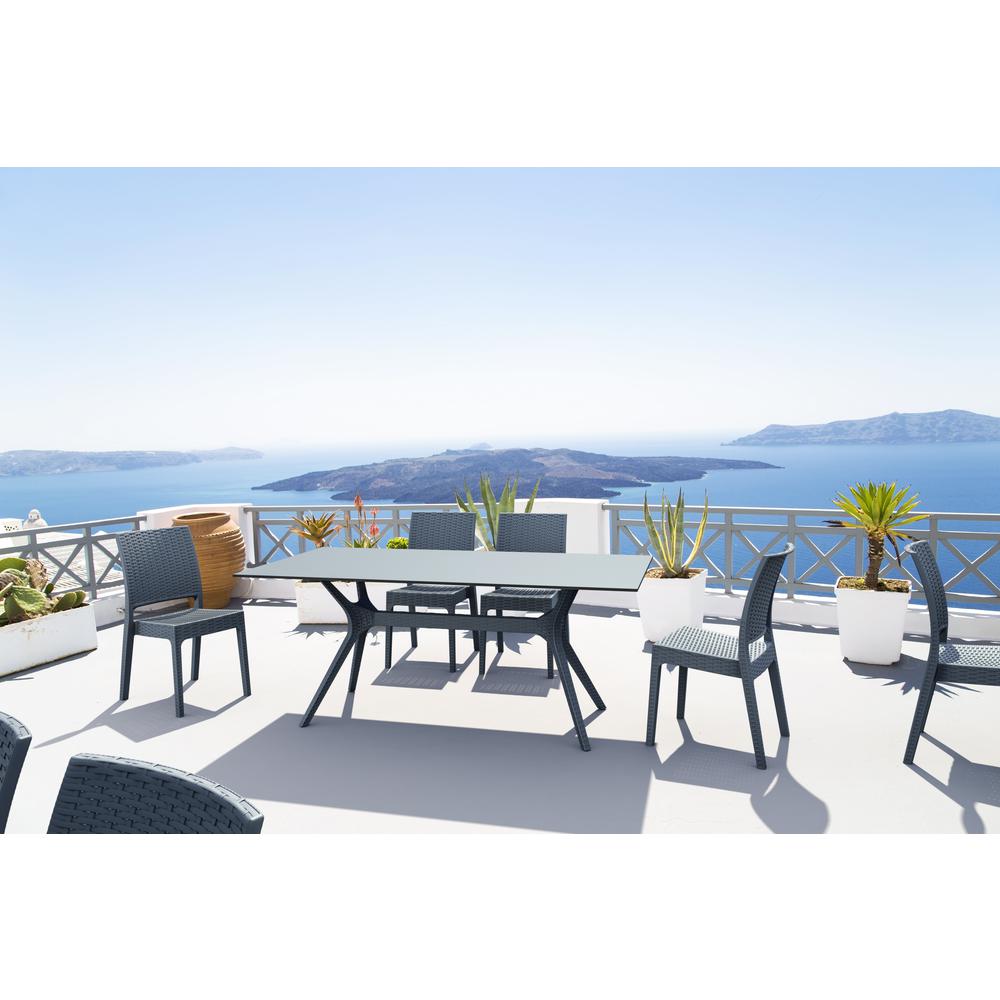 Florida Resin Wickerlook Dining Chair Dark Gray, Set of 2. Picture 11