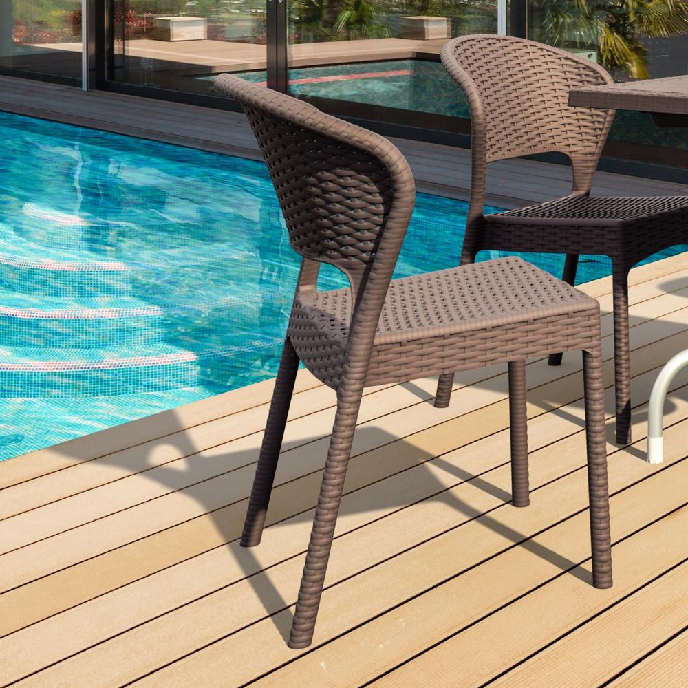 Daytona Resin Wickerlook Dining Chair Brown, Set of 2. Picture 14