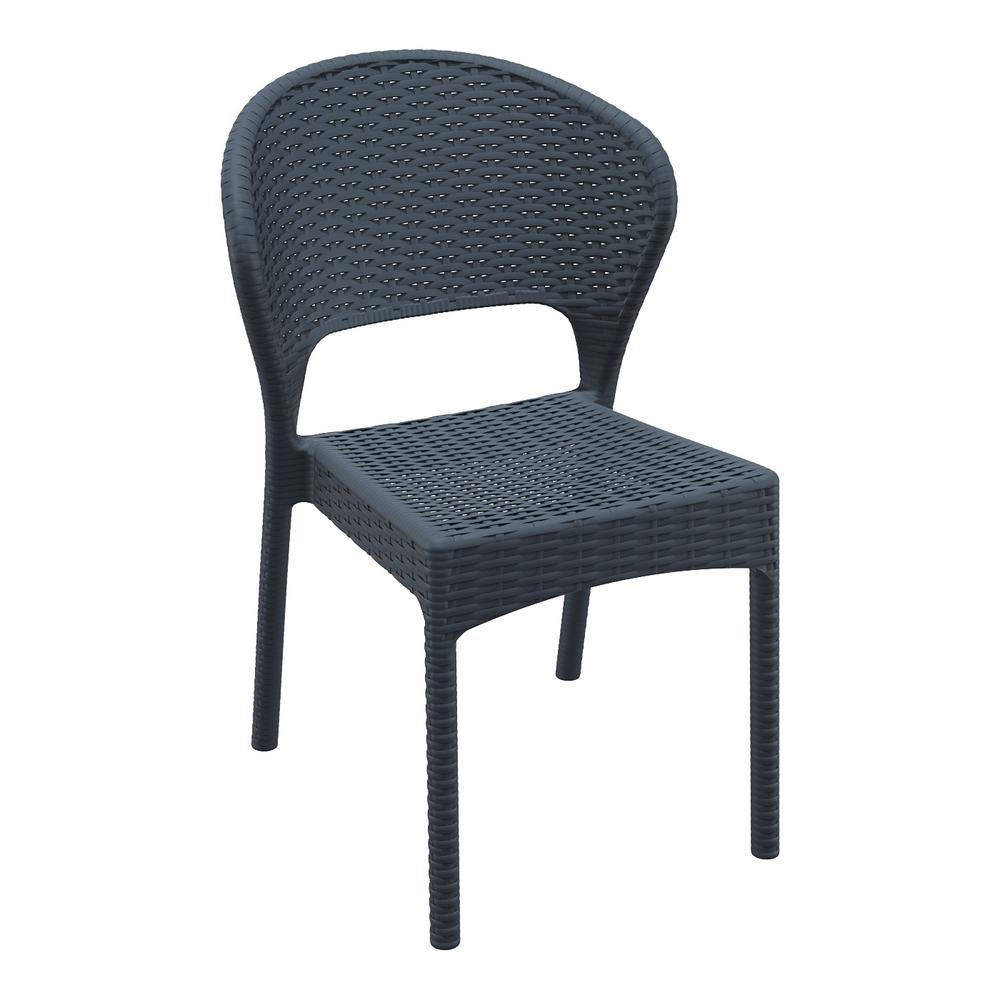 Daytona Resin Wickerlook Dining Chair Dark Gray, Set of 2. Picture 1
