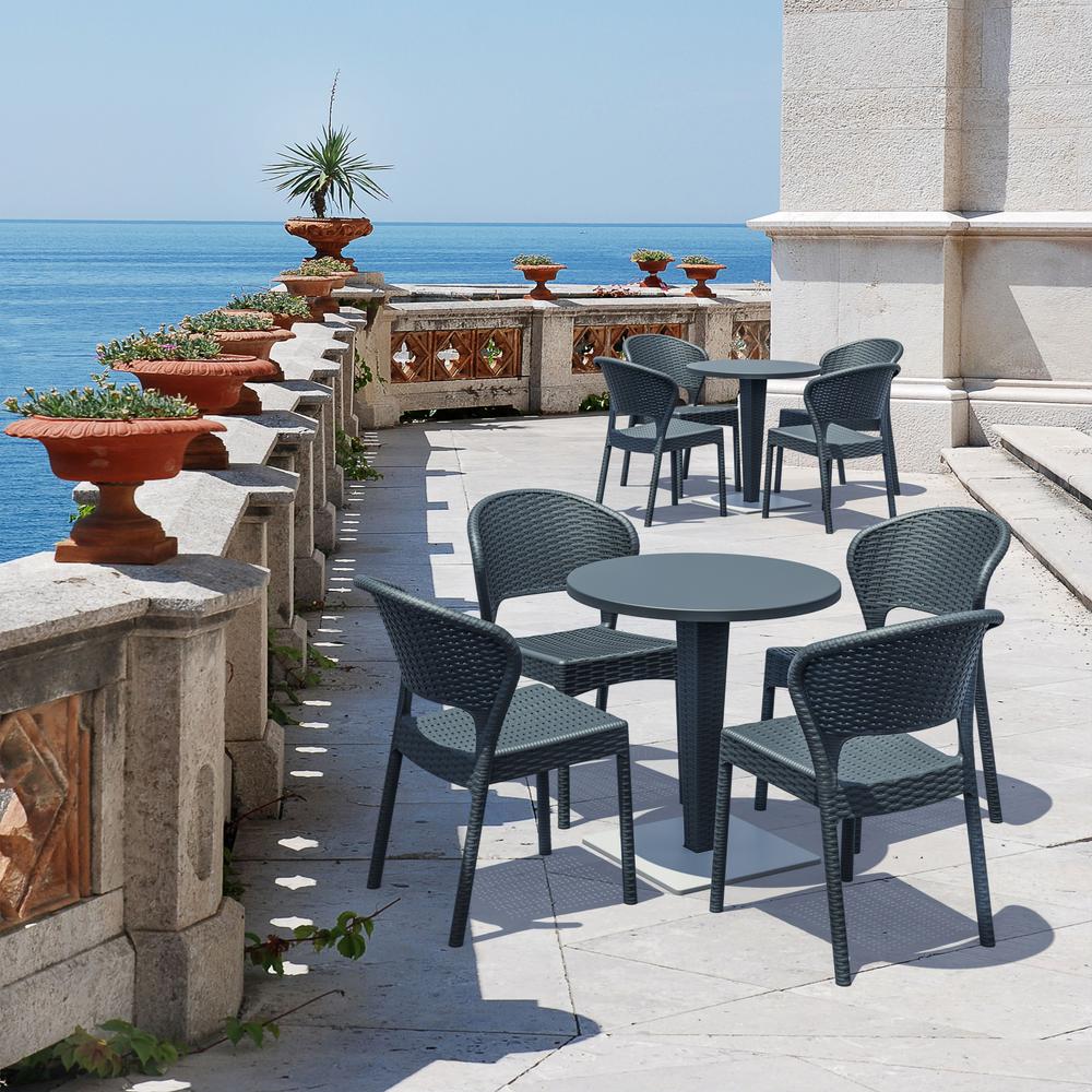 Daytona Resin Wickerlook Dining Chair Dark Gray, Set of 2. Picture 2