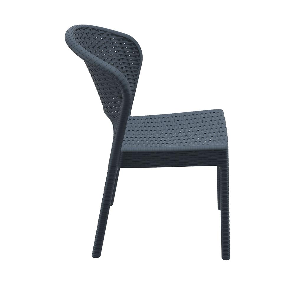 Daytona Resin Wickerlook Dining Chair Dark Gray, Set of 2. Picture 8